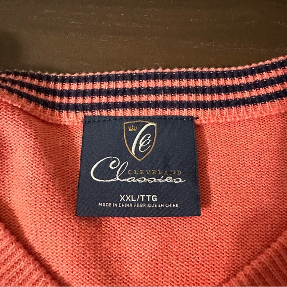 Cleveland Classics V Neck Sweater Long Sleeve Golf Sweater Men’s XXL Cotton - Picture 4 of 6